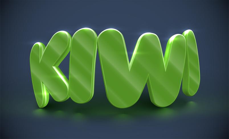 Tipografia 3D - kiwi, vetor
