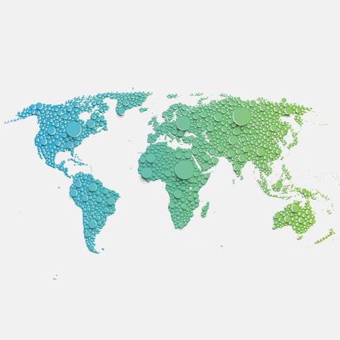 Mapa do mundo colorido feito por bolas e linhas, ilustração vetorial vetor