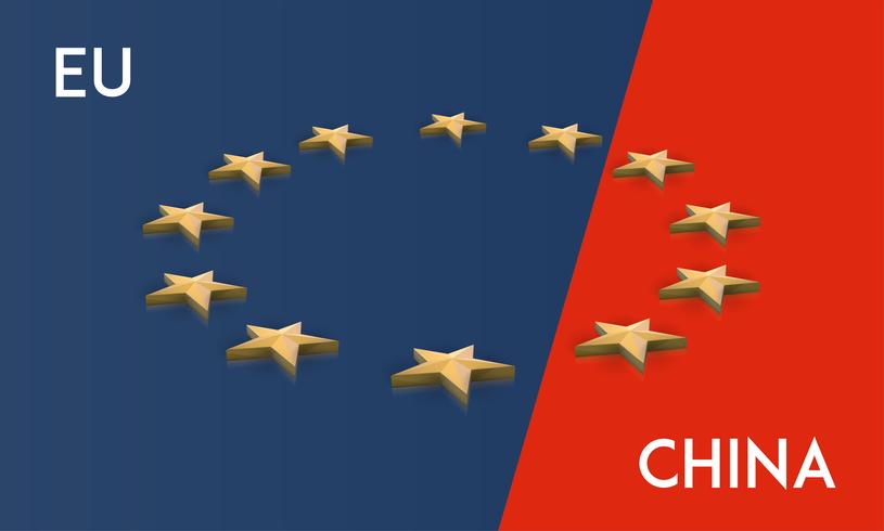 Bandeira da União Europeia e da China, fundida em um, vector