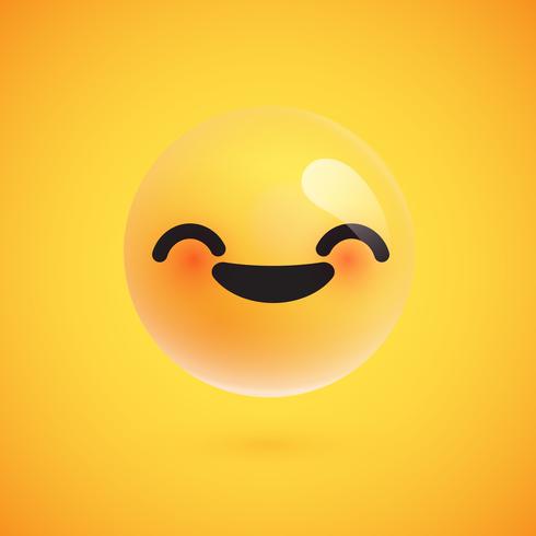 Lindo emoticon amarelo alta detalhado para web, ilustração vetorial vetor