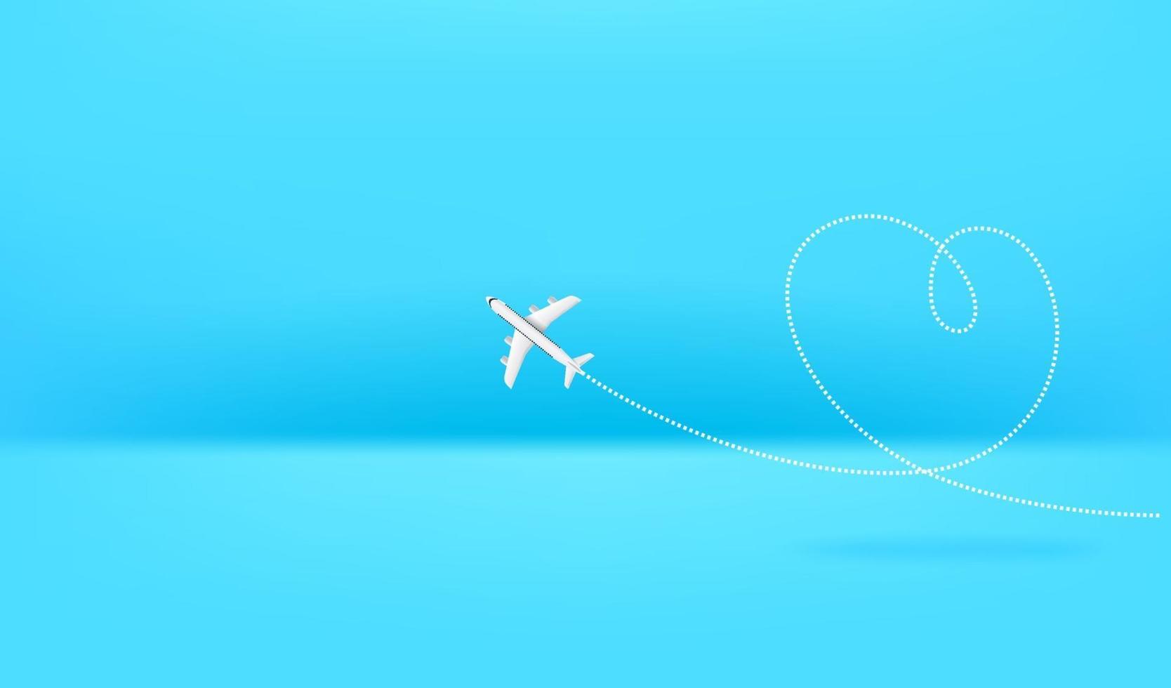 avião desenho sinal de coração. banner horizontal com espaço de cópia vetor