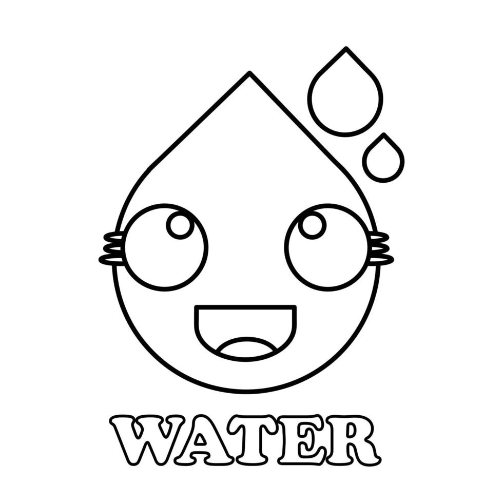 página para colorir de água bonita. página para colorir desenho animado estilo kawai vetor