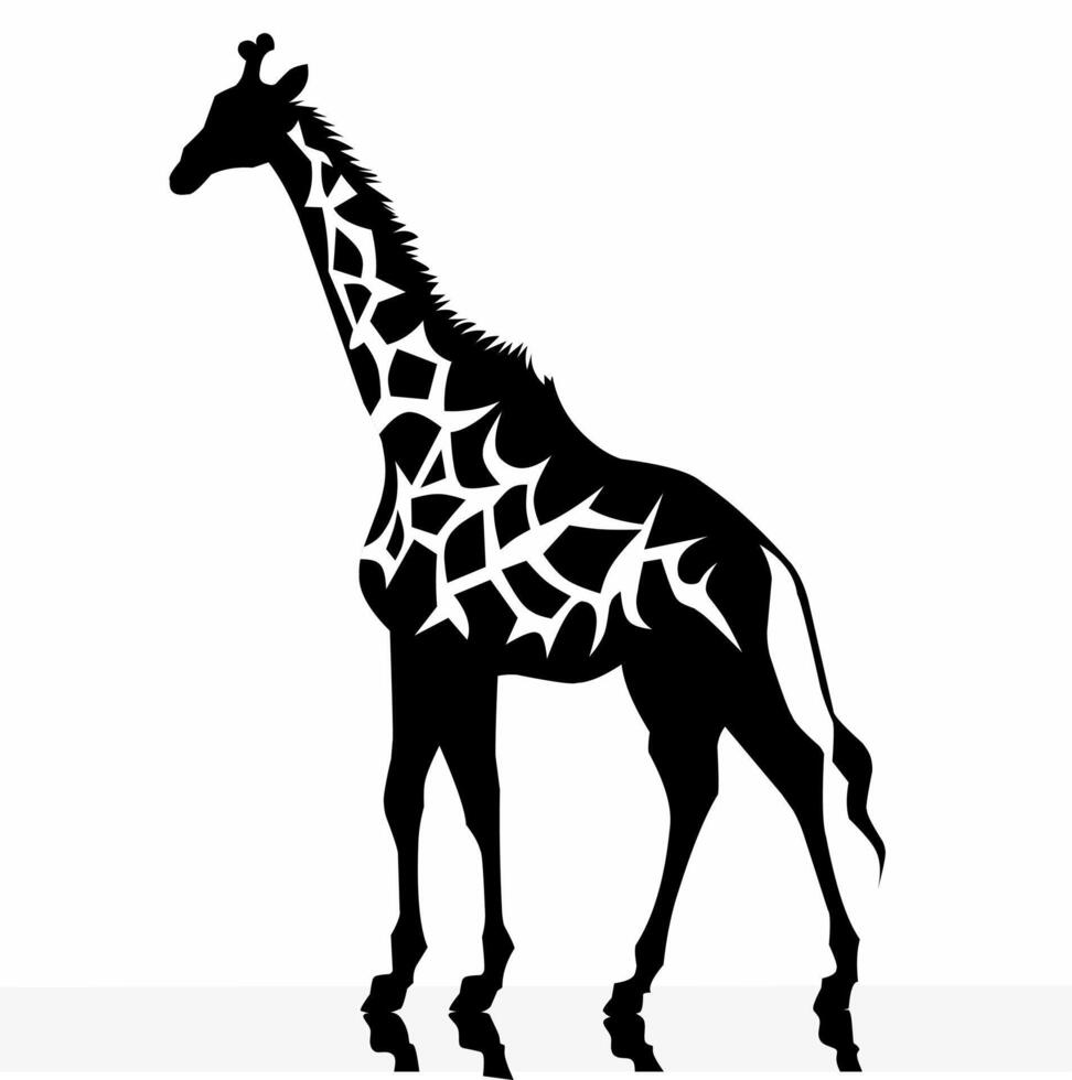 Preto e branco girafa ilustração Projeto em uma branco fundo vetor