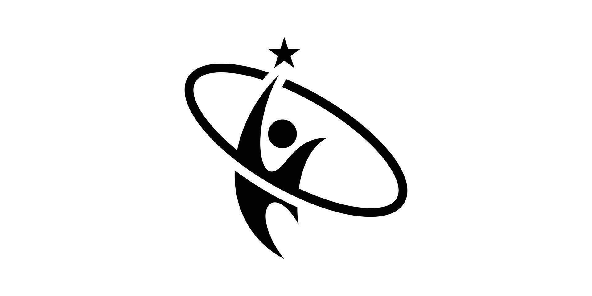 logotipo Projeto com uma símbolo do cuidadoso, bem sucedido pessoas, estrelas vetor