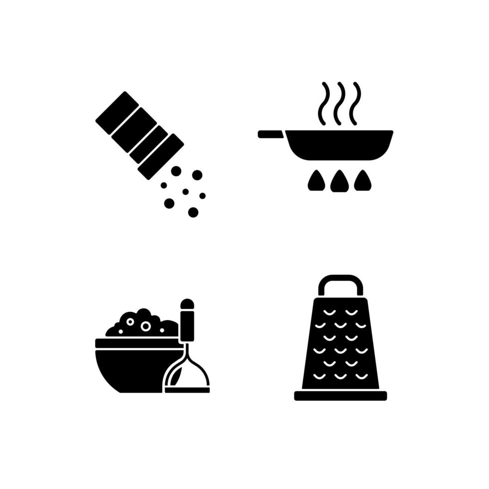 ícones de glifo preto de culinária caseira em espaço em branco vetor