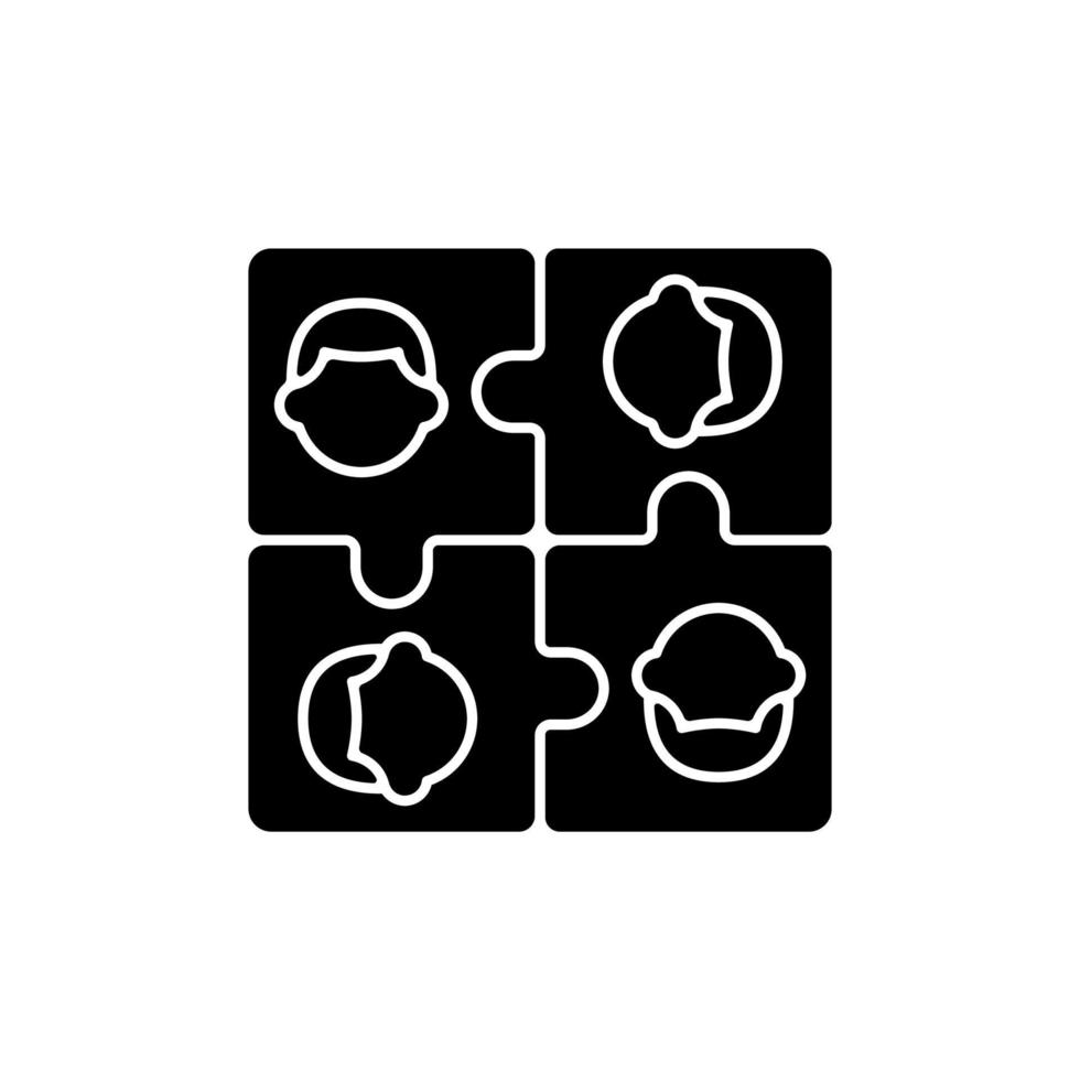 ícone de glifo preto de construção de equipe vetor