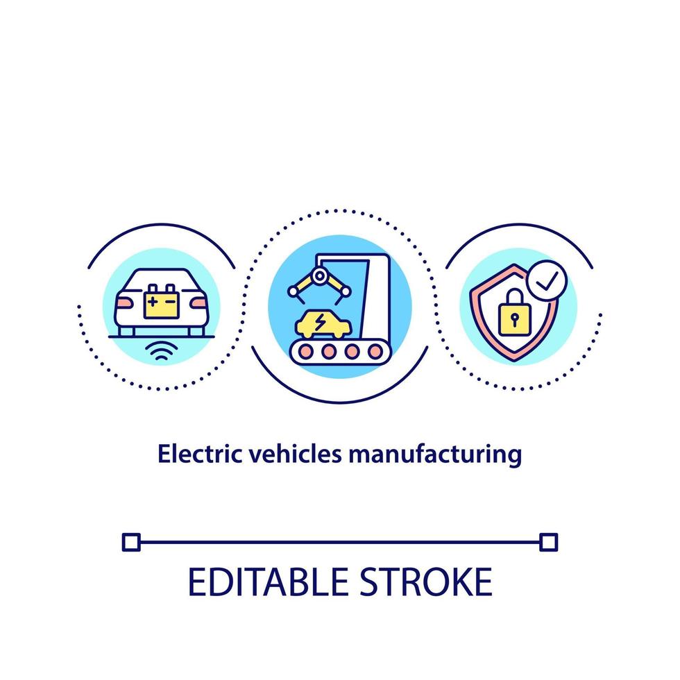 ícone do conceito de fabricação de veículos elétricos. vetor