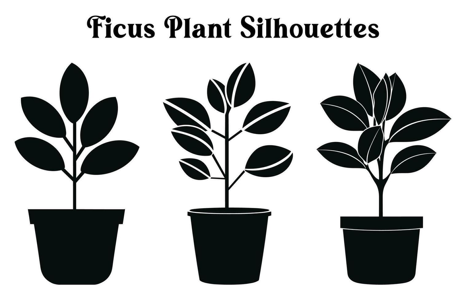 livre vetor em vaso plantas silhueta definir, Preto e branco em vaso deserto plantar clipart coleção, interior plantar dentro panelas