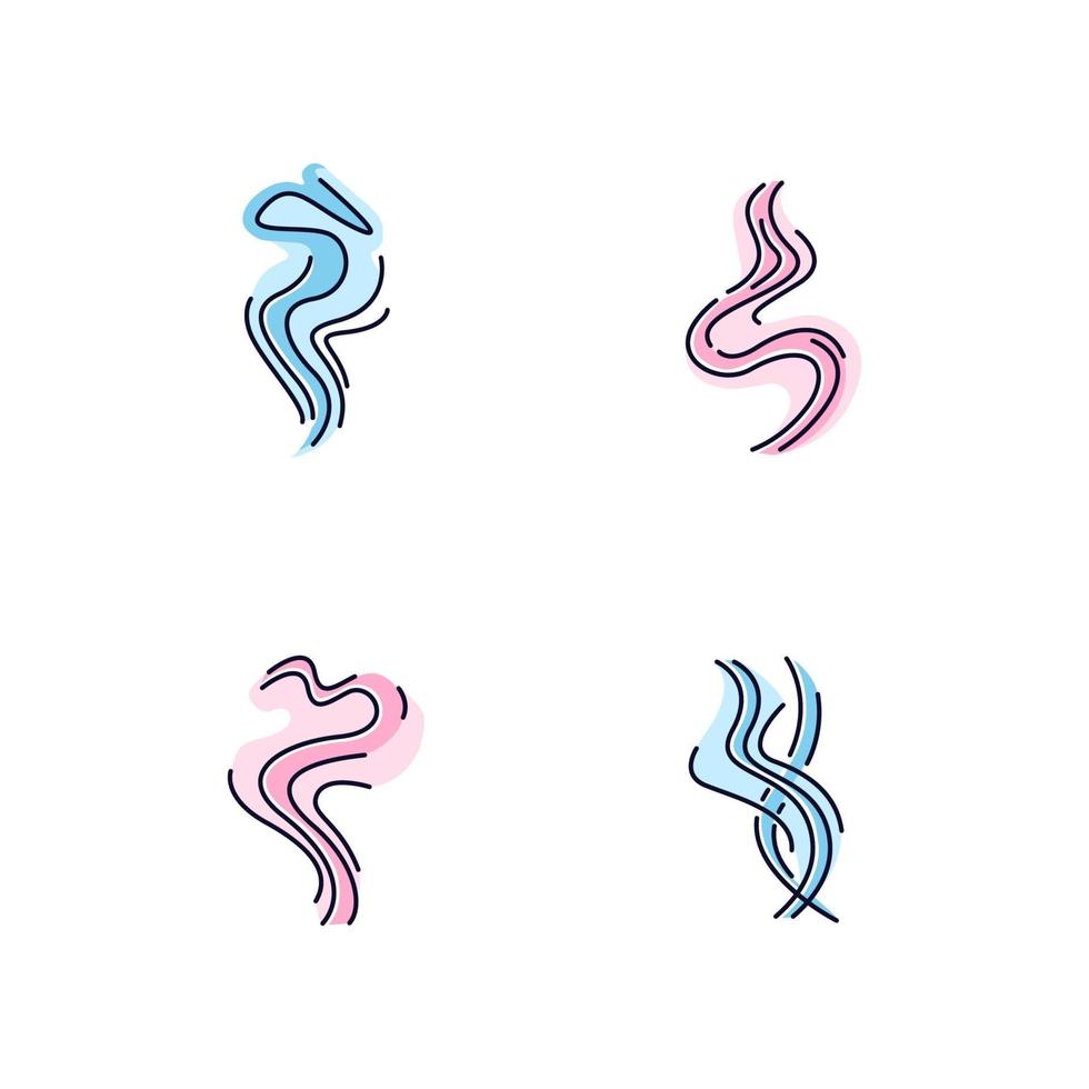 Conjunto de ícones de cores rgb de odor azul e rosa vetor