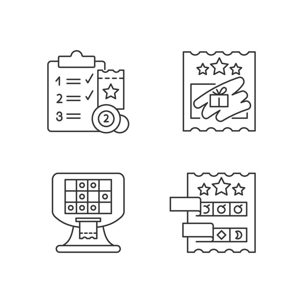 conjunto de ícones lineares de condução de loteria vetor