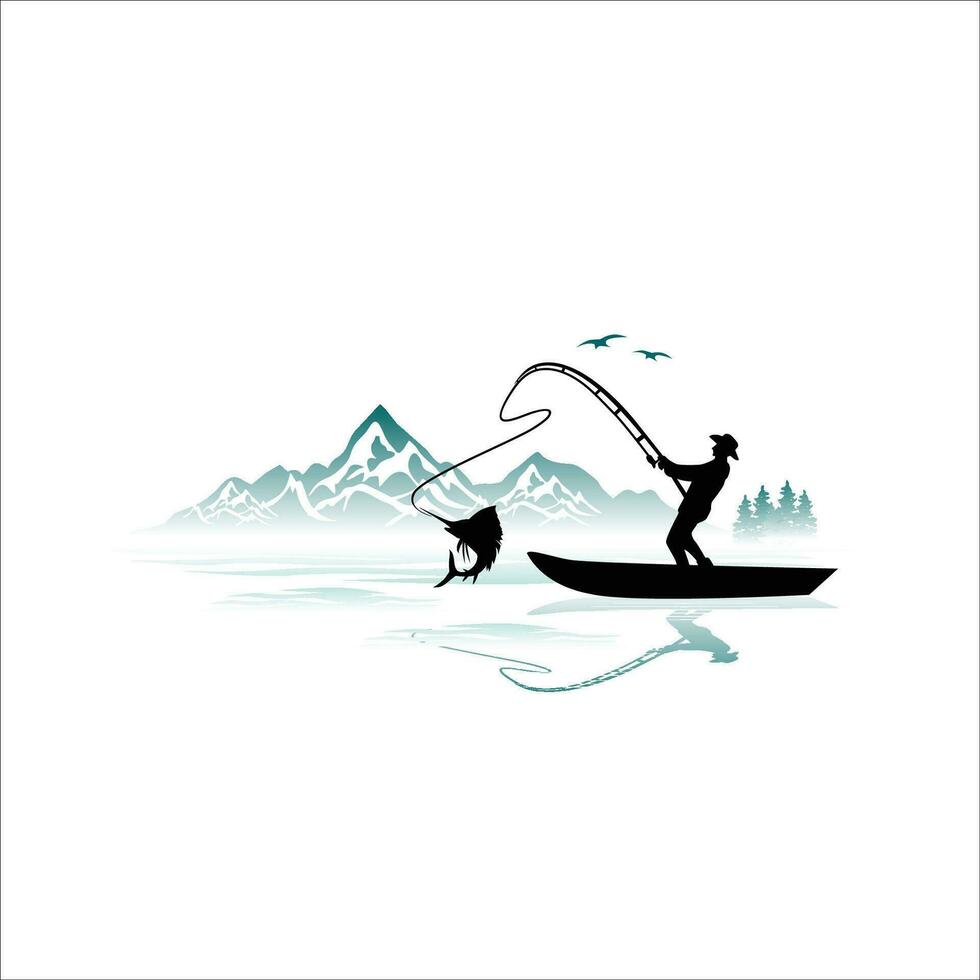 ilustração do uma pescador em uma caiaque barco vetor arte