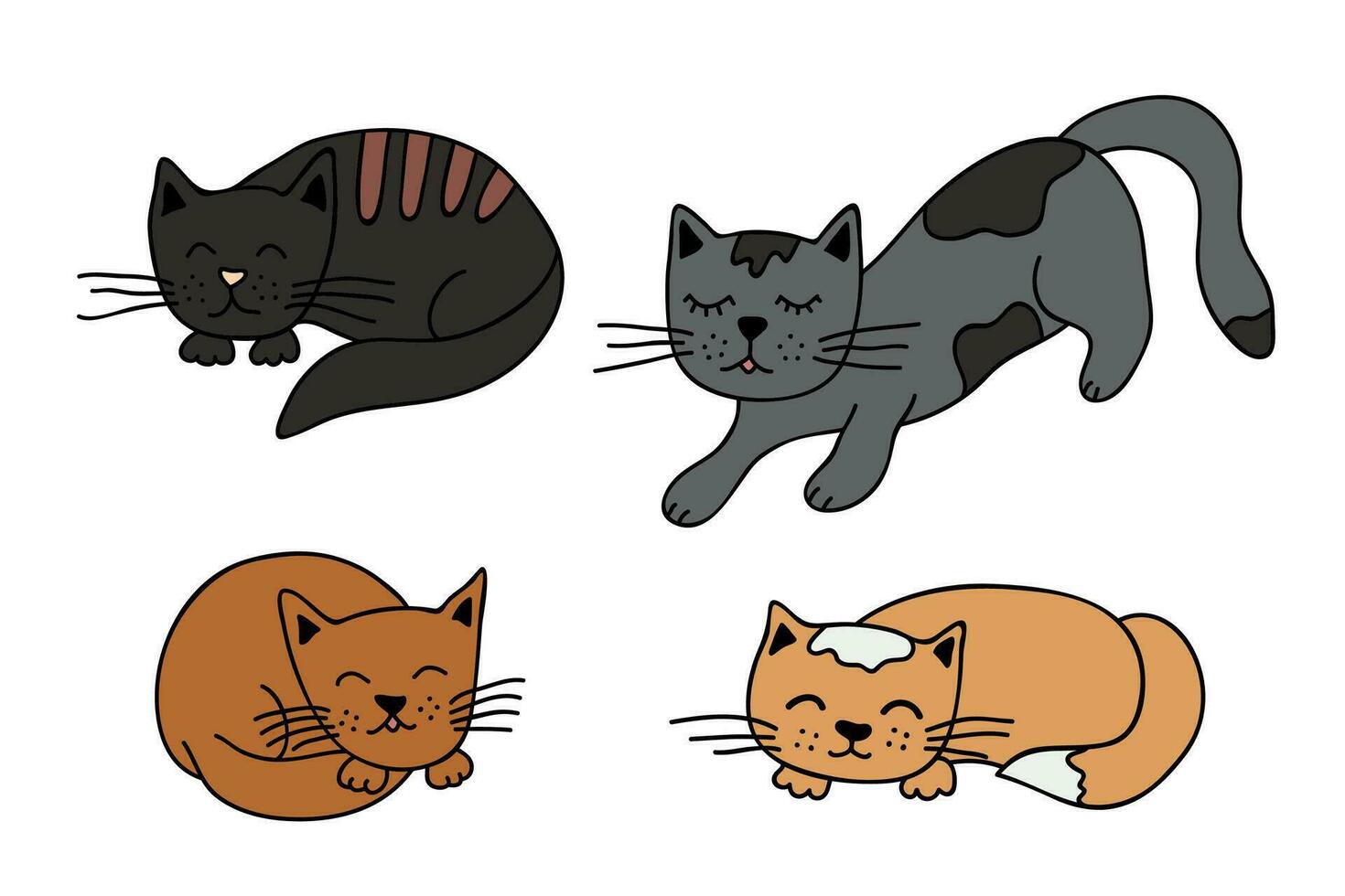 mão desenhado gato clipart. fofa animal rabisco conjunto vetor