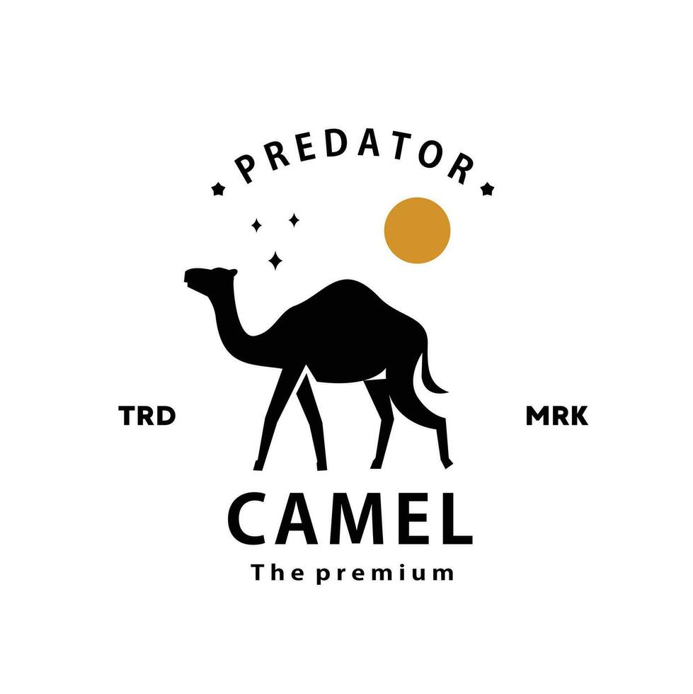 vintage retro hipster camelo logotipo vetor esboço deserto silhueta arte ícone