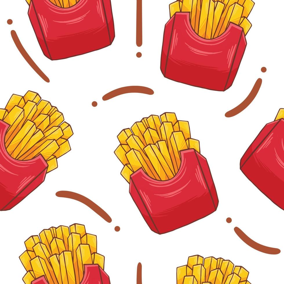 padrão sem emenda de batatas fritas em estilo design plano vetor