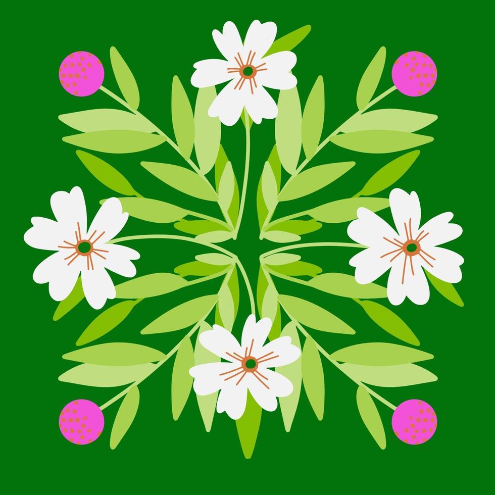 ilustração em vetor cartão arte folclórica bela flor simetria