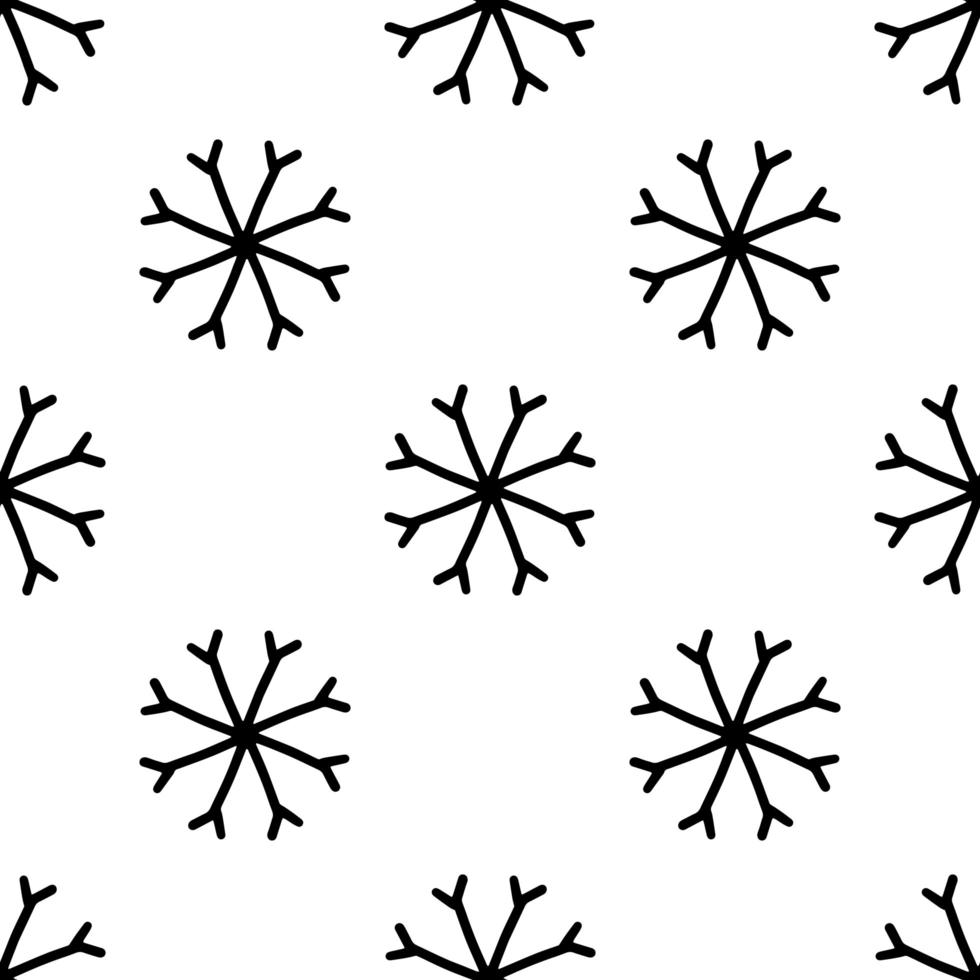 padrão sem emenda de doodle flocos de neve abstratos. isolado no branco vetor