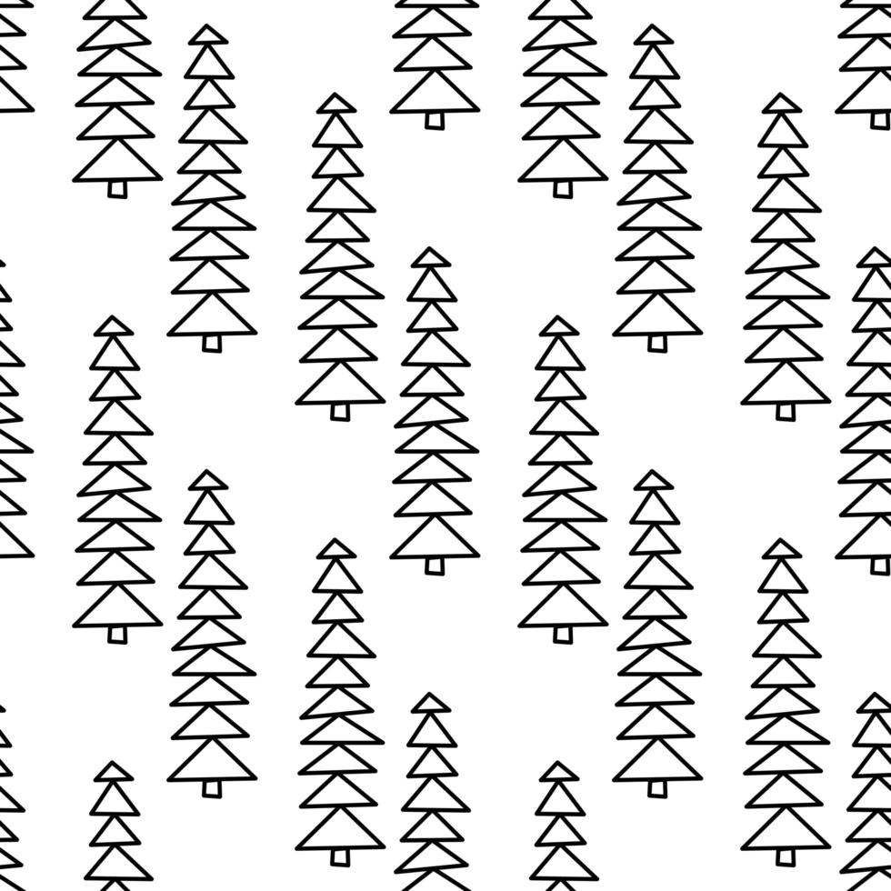 padrão sem emenda feito de pinheiros abstratos doodle vetor