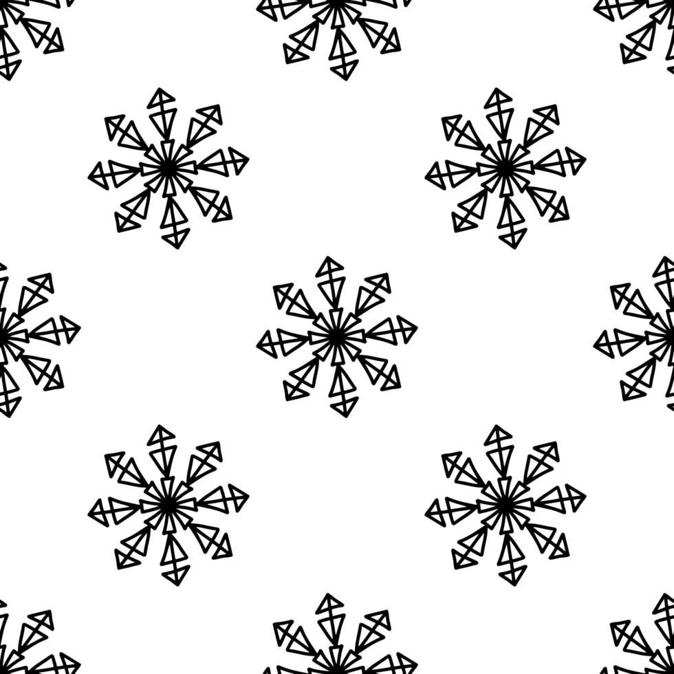 padrão sem emenda de doodle flocos de neve abstratos. isolado no branco vetor