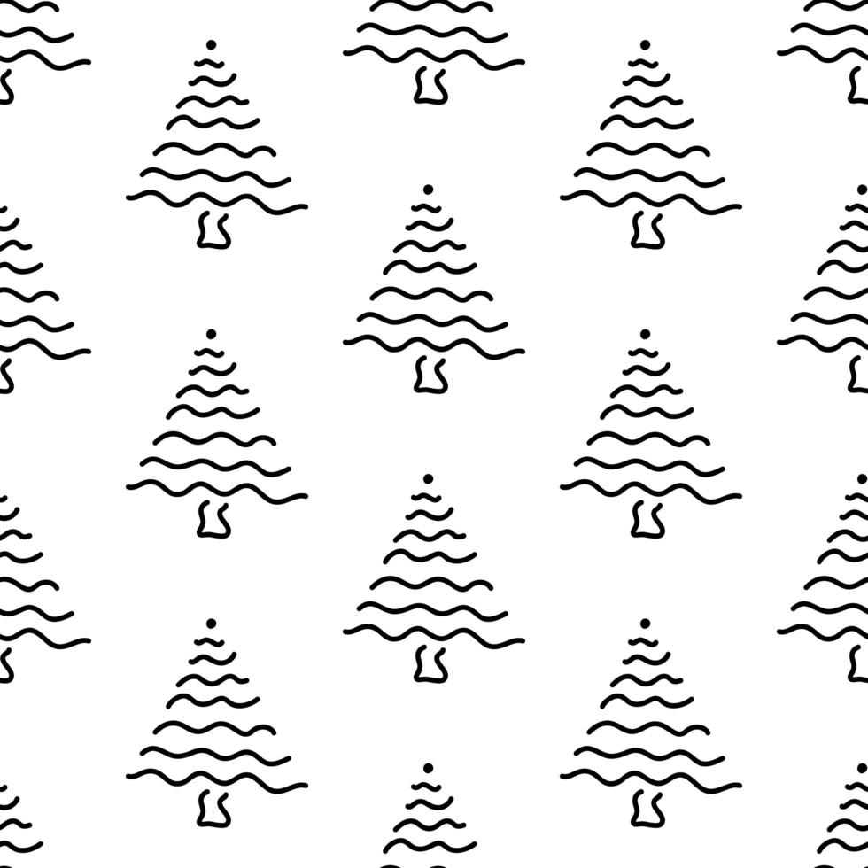 padrão sem emenda de doodle pinheiros abstratos. isolado no branco vetor