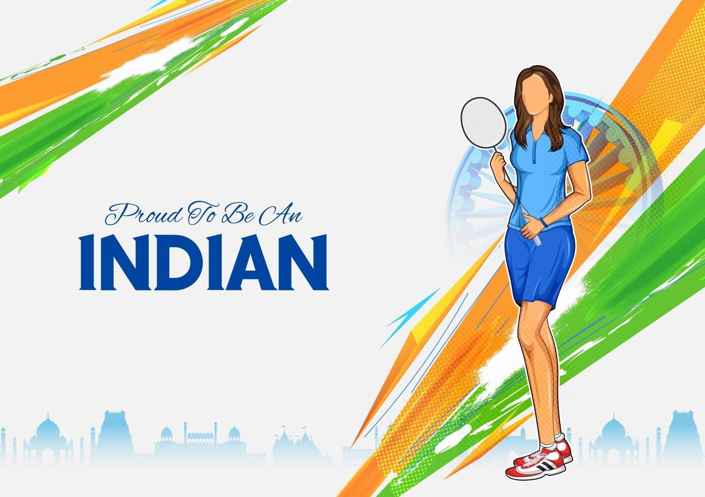 atleta indiana de badminton na categoria feminina no campeonato vetor