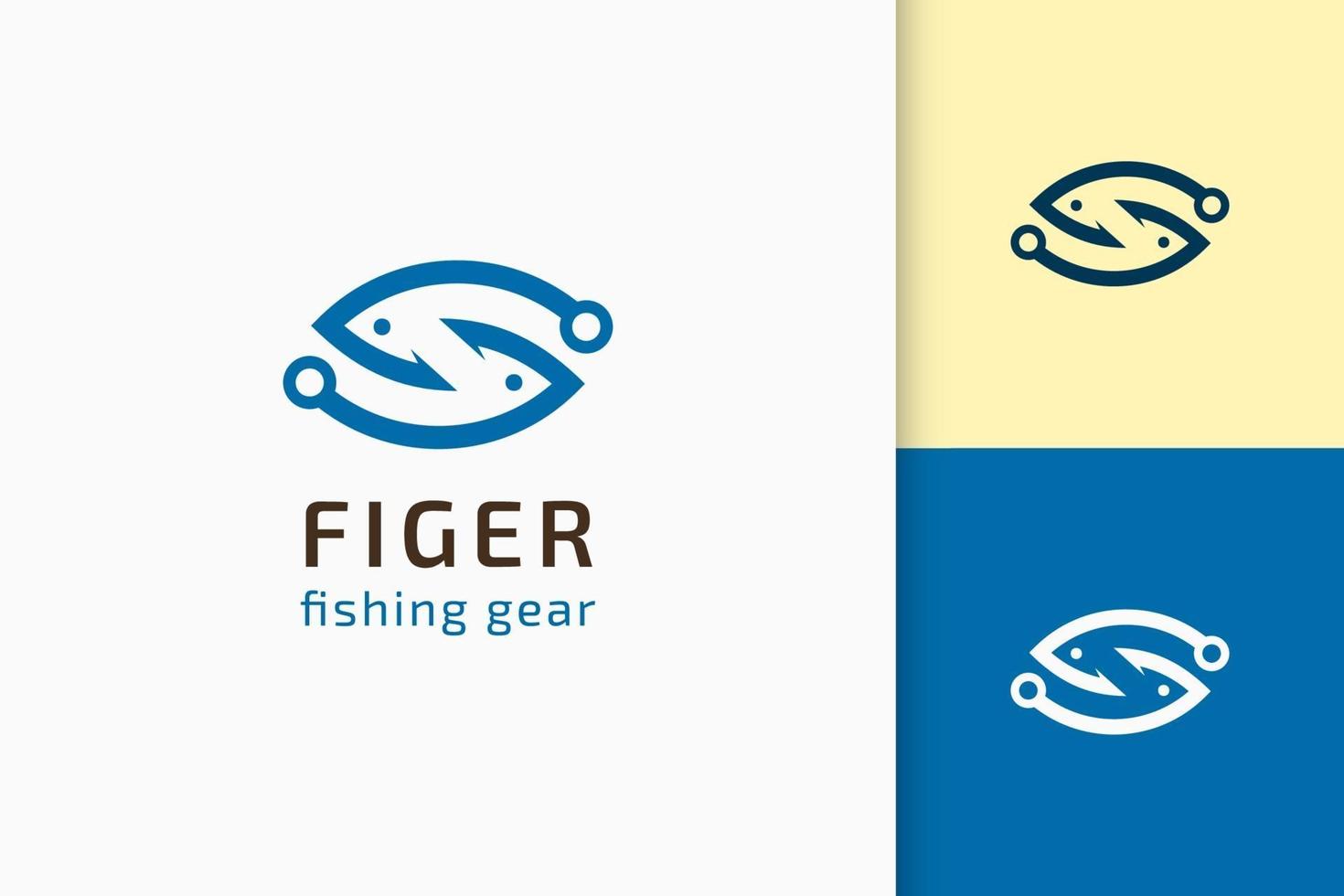 logotipo pictórico de peixe ou isca em formato simples e moderno vetor