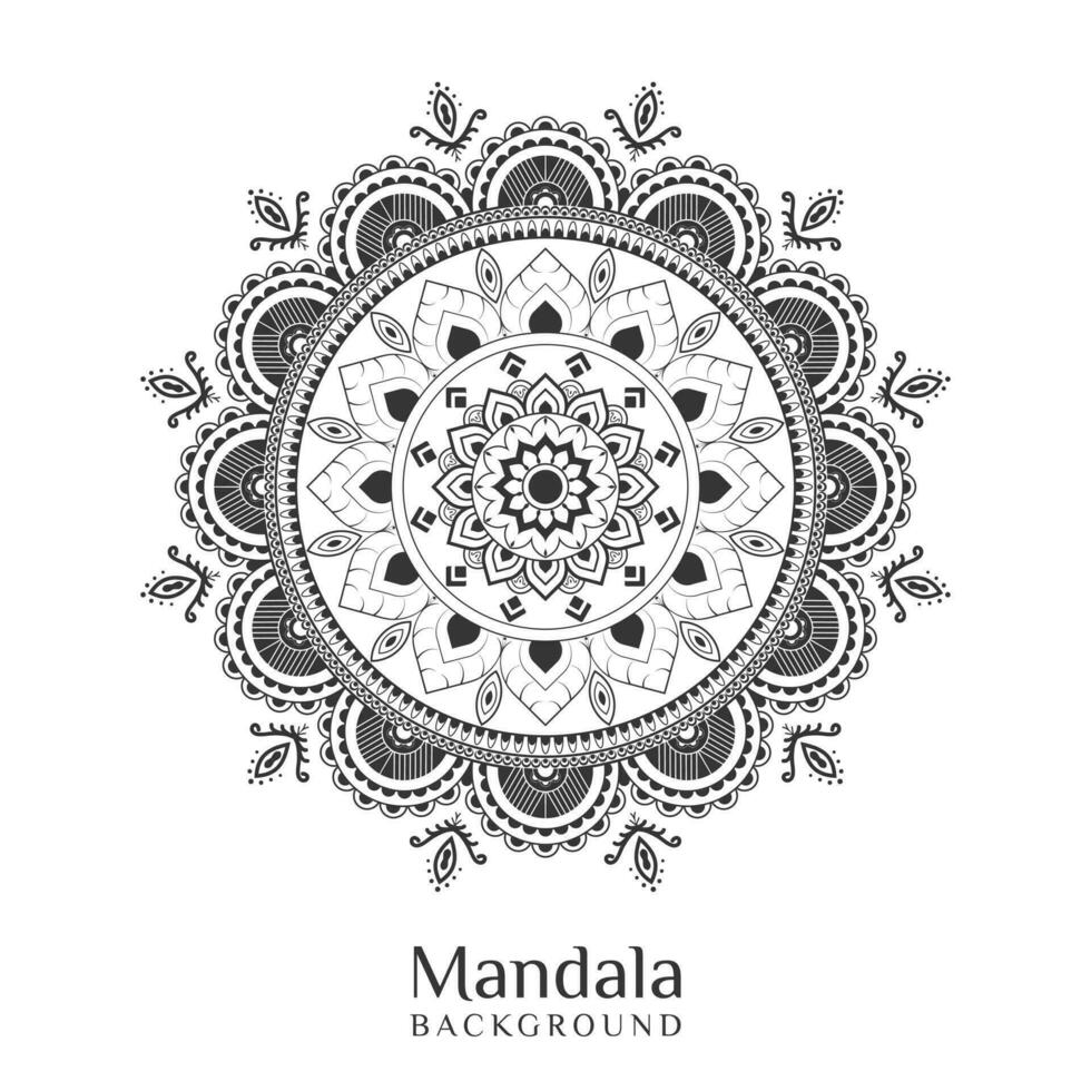 esboço mandala fundo dentro linear estilo. decorativo volta enfeite vetor