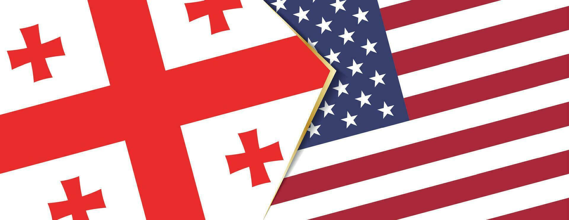 geórgia e EUA bandeiras, dois vetor bandeiras.