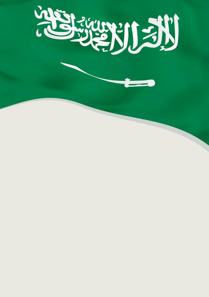 folheto Projeto com bandeira do saudita arábia. vetor modelo.