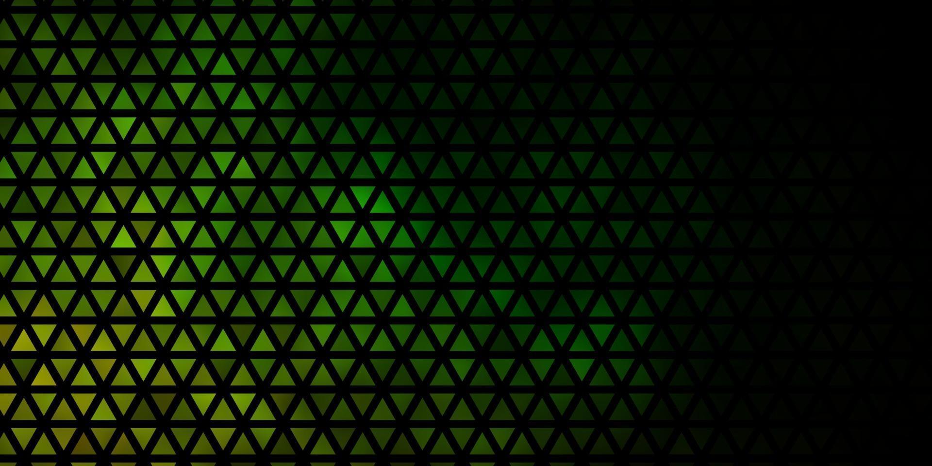 pano de fundo vector verde e amarelo escuro com linhas, triângulos.