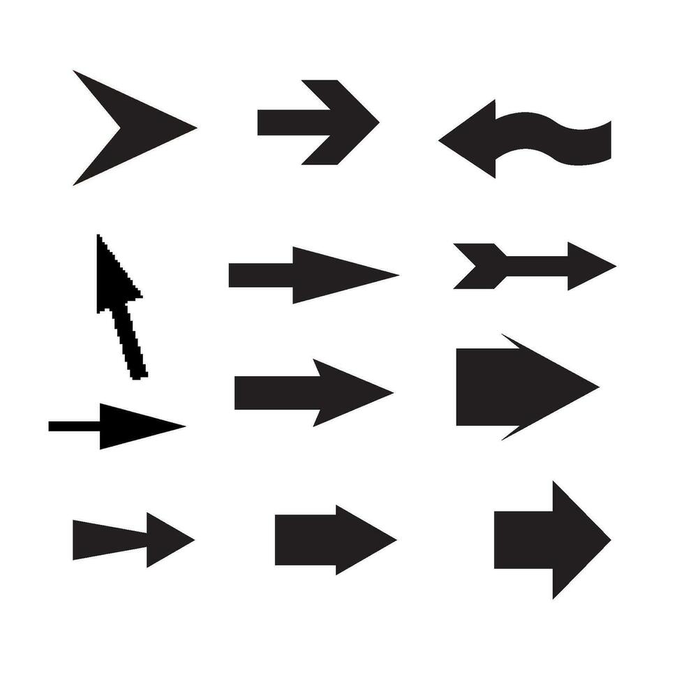 conjunto de setas de vetor preto. ícone de seta. ícone de vetor de seta. flecha. coleção de vetores de flechas