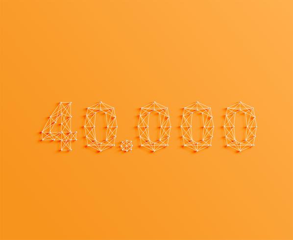 Um número feito por pinos e linhas, 3D e realista, vetor