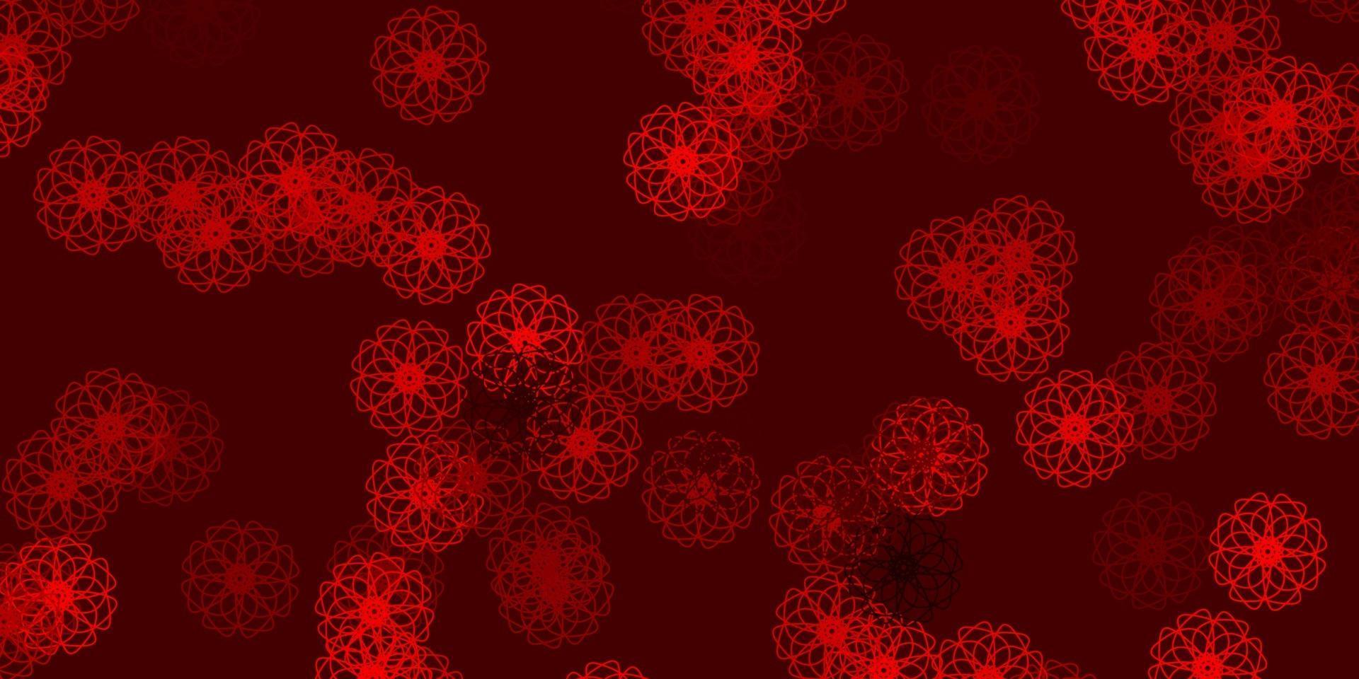 textura de doodle de vetor vermelho claro com flores.