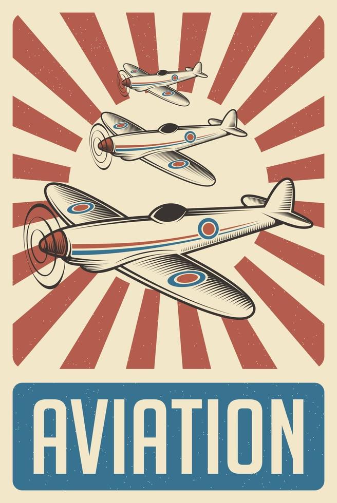 poster retro da aviação vetor