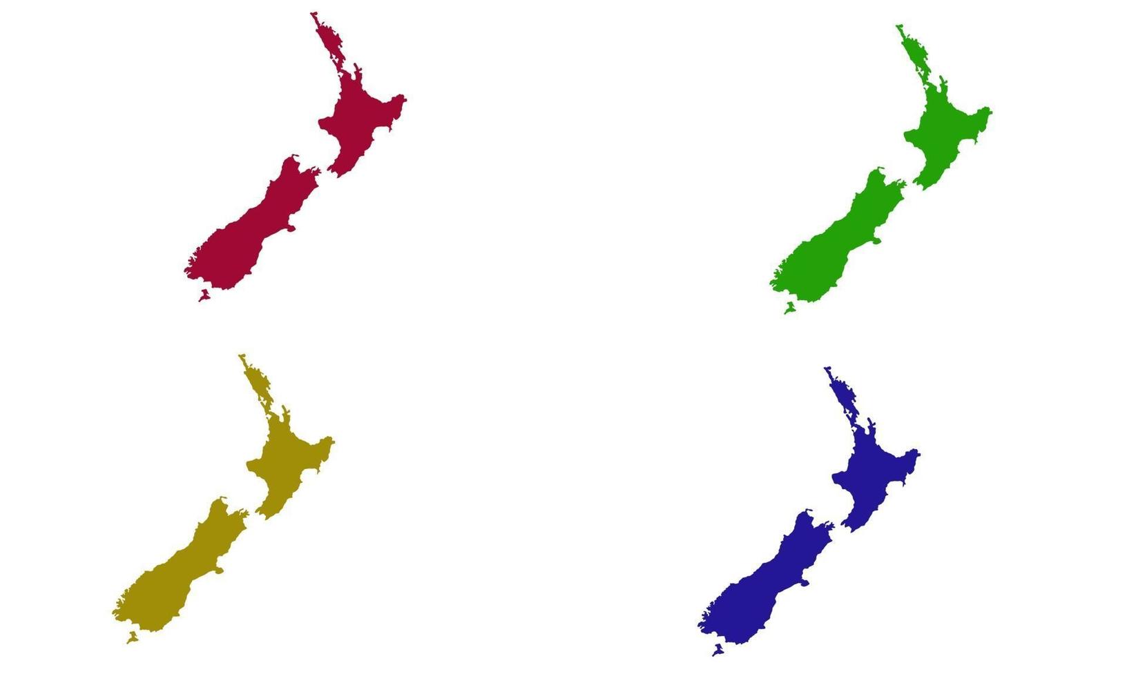 silhueta do mapa do país da nova zelândia na oceania vetor