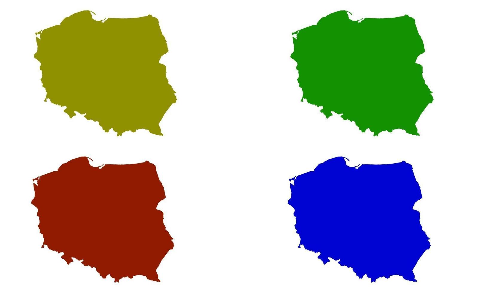 silhueta do mapa do país da polônia na europa vetor