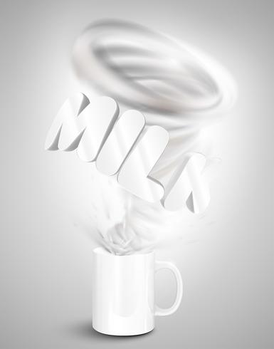 Iogurte de leite / bebida em um copo, ilustração vetorial realista vetor