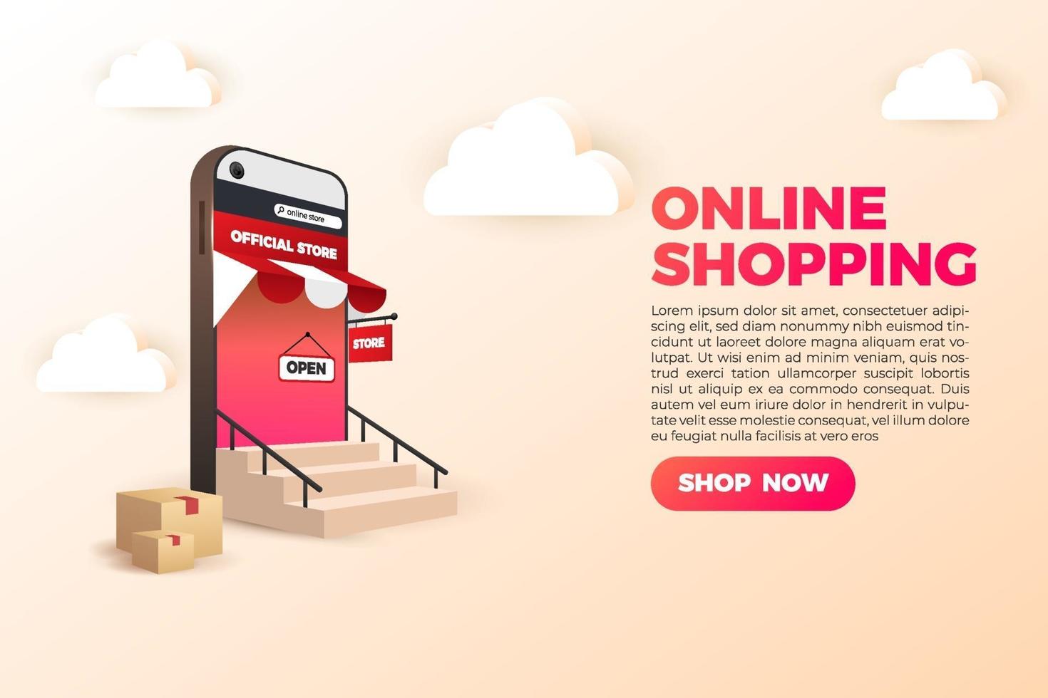 Sites de aplicativos móveis de mídia social de compras on-line 3D vetor