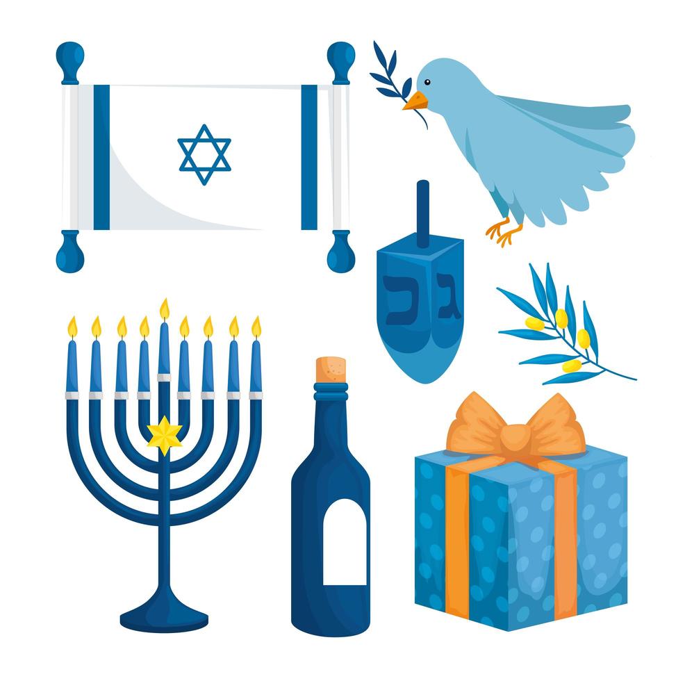 definir decoração de feliz hanukkah vetor