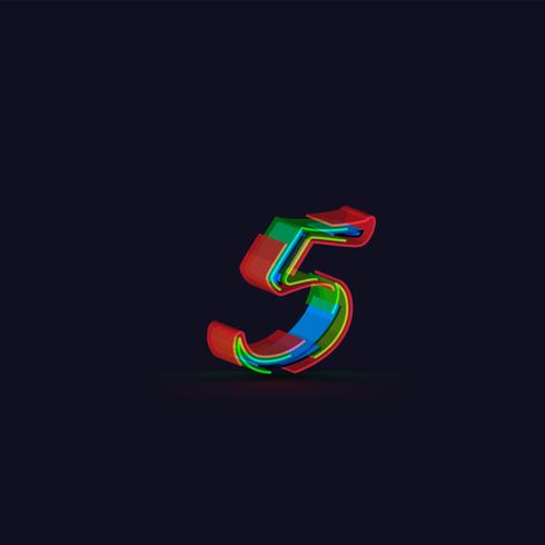 3D personagem colorido de um fontset, vetor