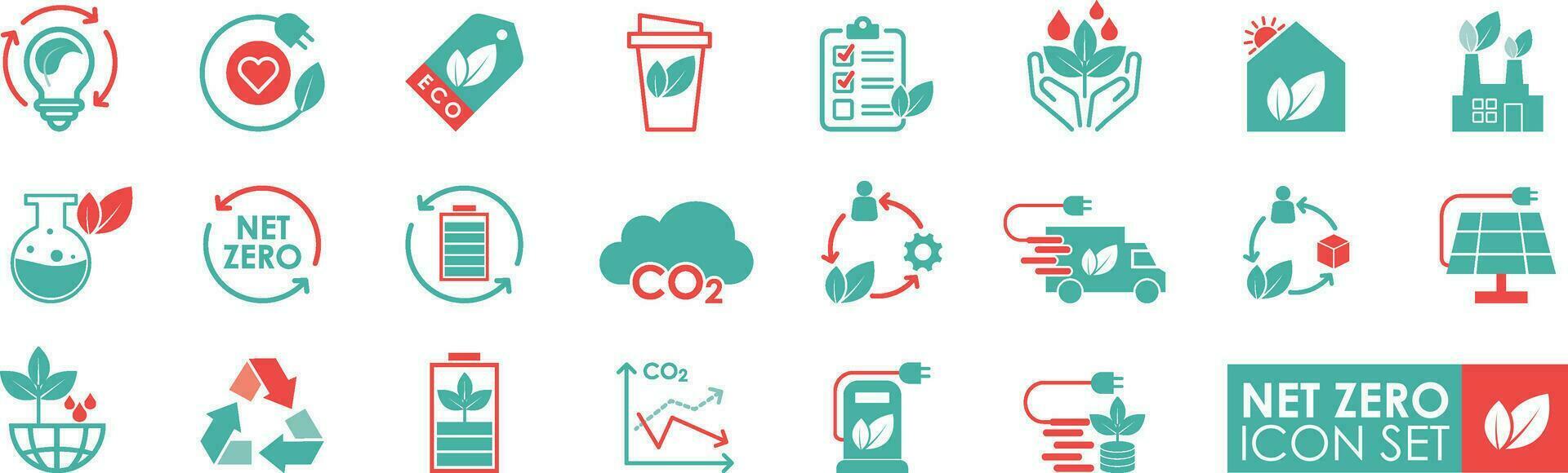 internet zero ícones. contém tal ícones Como co2 neutro, Salve  terra, e clima Ação. ecologia, financeiro desempenho, sustentável desenvolvimento, e mais. sólido ícone estilo. vetor