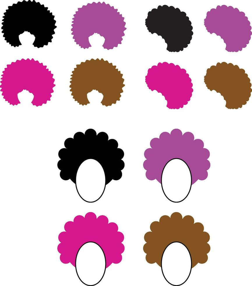 afro cortes de cabelo conjunto ícones vetor