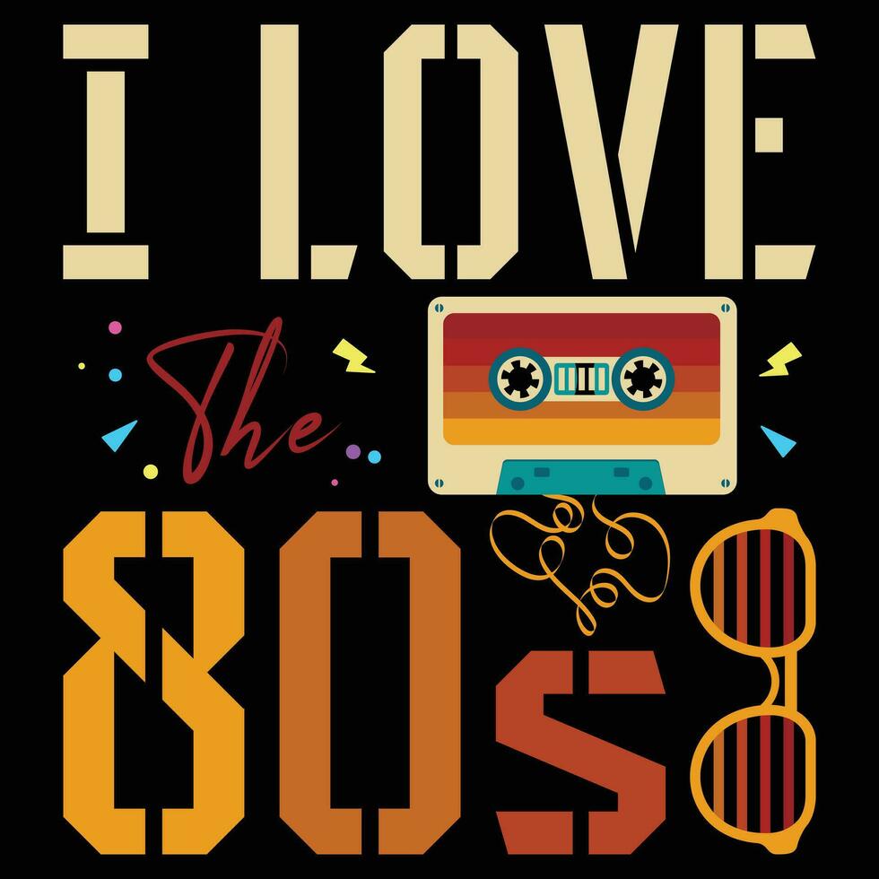 vintage anos 80 mulheres homens Eu amor a anos 80 cassete festa retro presente t camisa vetor