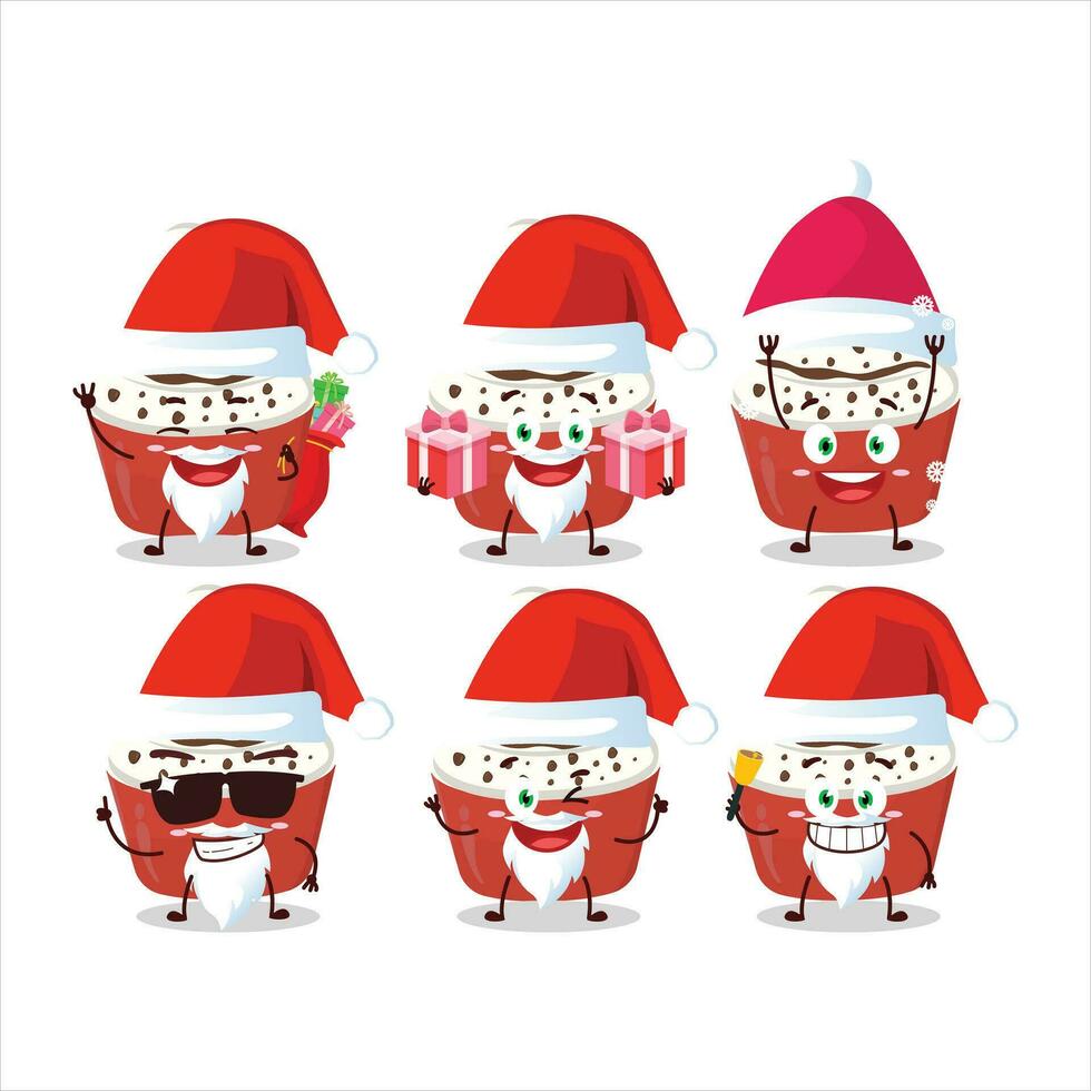 santa claus emoticons com gelo creme baunilha copo desenho animado personagem vetor