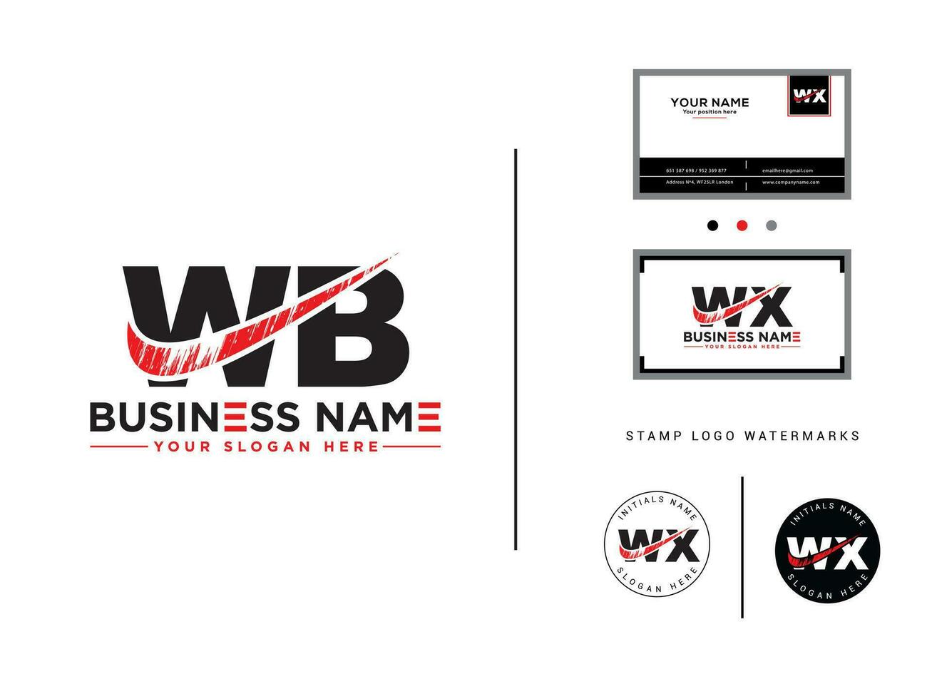 inicial wb escova logotipo arte, minimalista wb o negócio logotipo ícone vetor estoque