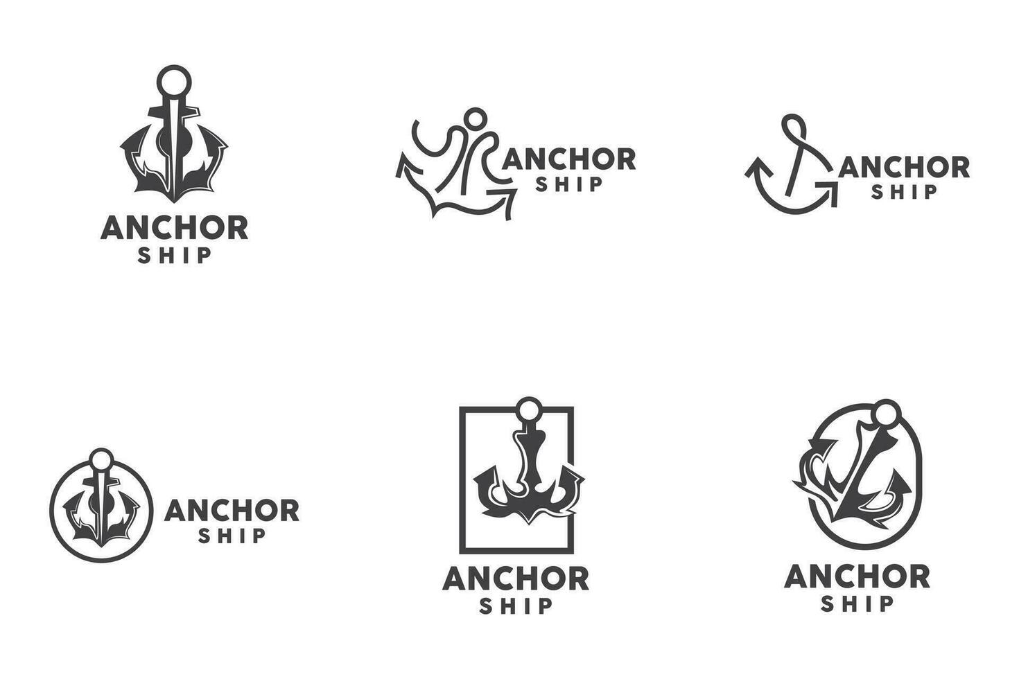 simples navio âncora logotipo projeto, silhueta vetor ilustração