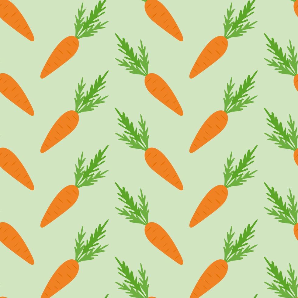 padrão vegetal infantil de cenouras em um fundo verde. vetor