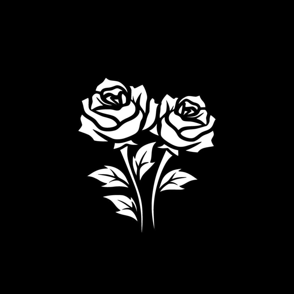 rosas - Preto e branco isolado ícone - vetor ilustração