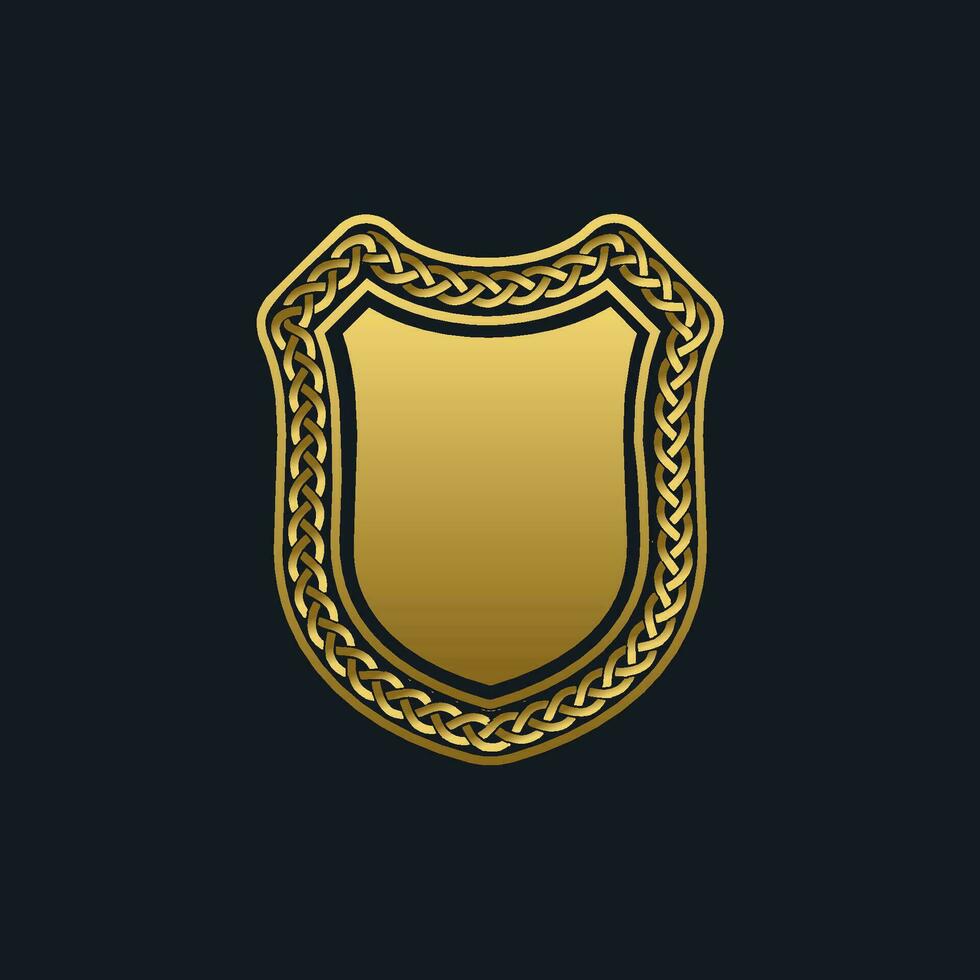 ouro logotipo elemento modelo com elegante cadeia escudo vetor