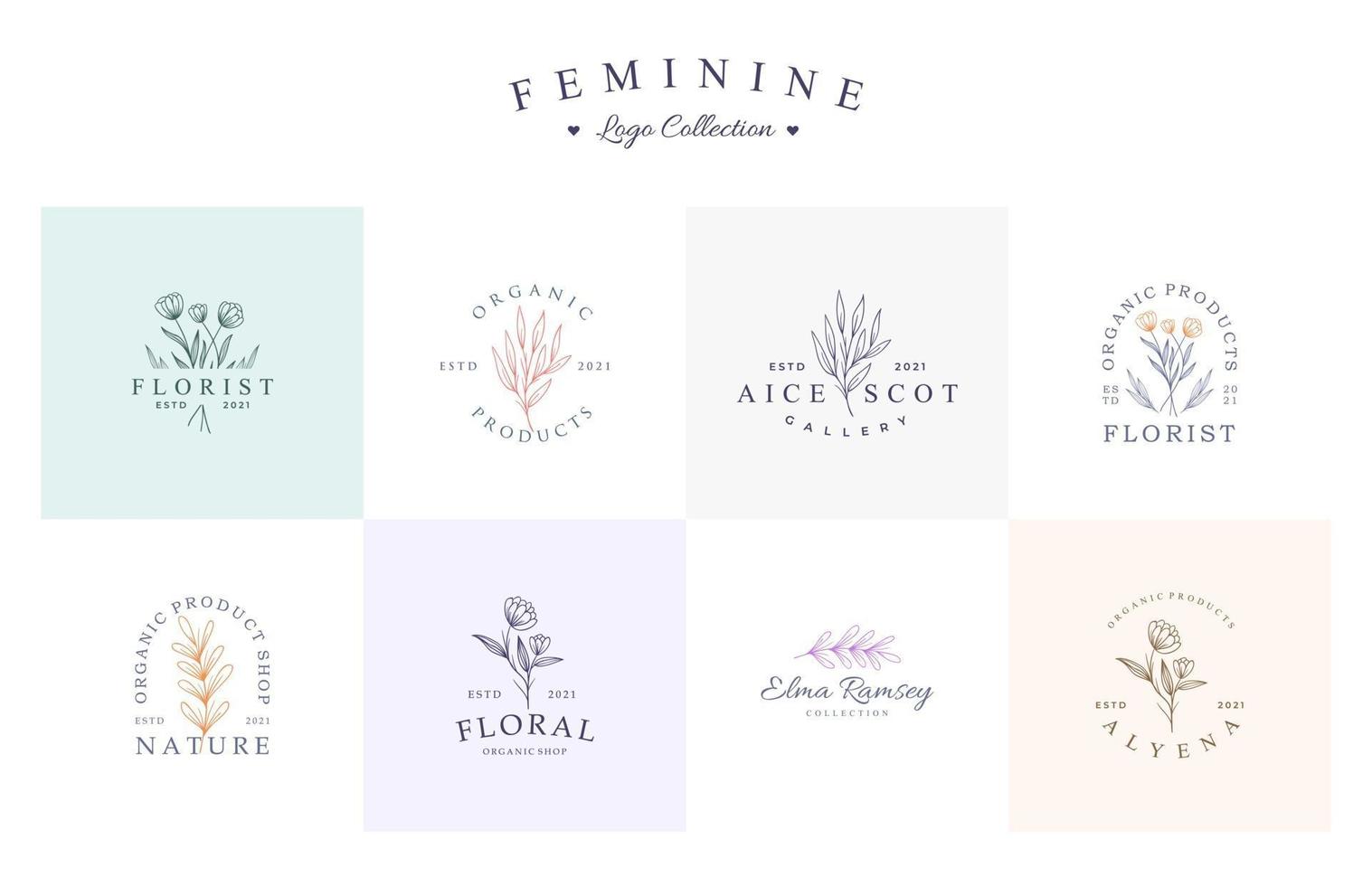 conjunto de coleção de logotipo floral lindo vetor