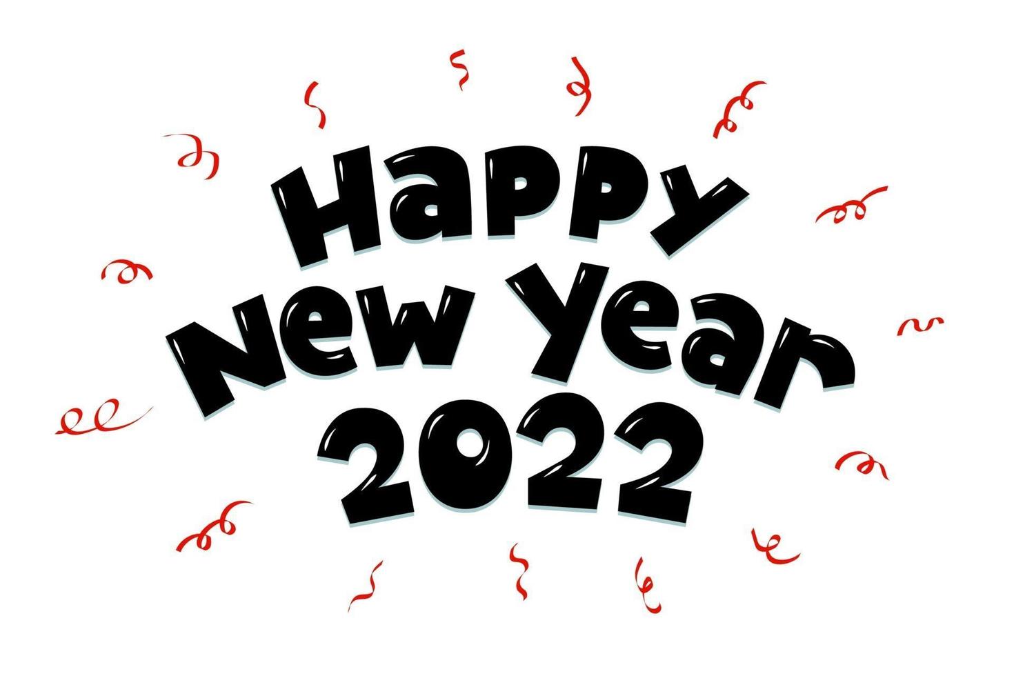 inscrição de letras manuscritas de estilo cartoon de feliz ano novo 2022 vetor